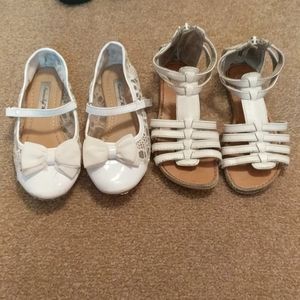 2 pair of girls shoes. Size 11.5 and 12. Toddler